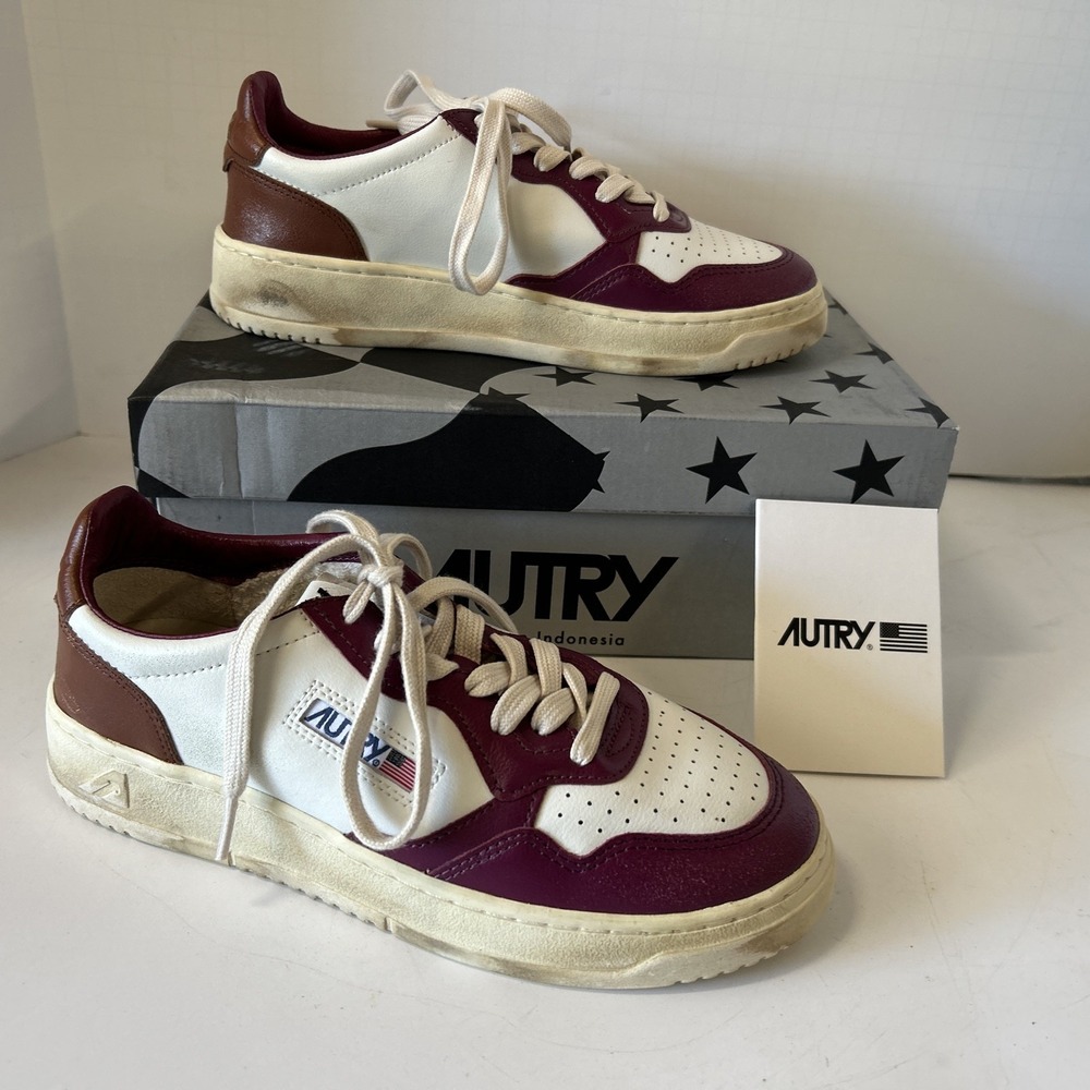 AUTRY Super Vintage‎ Low Avlm SV40 39 White & Berry Sneakers - Size 8 (39) New